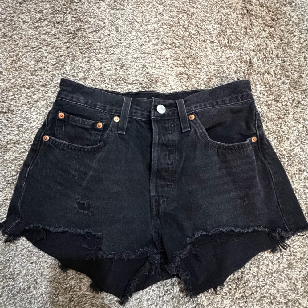 Levi 501 black denim shorts